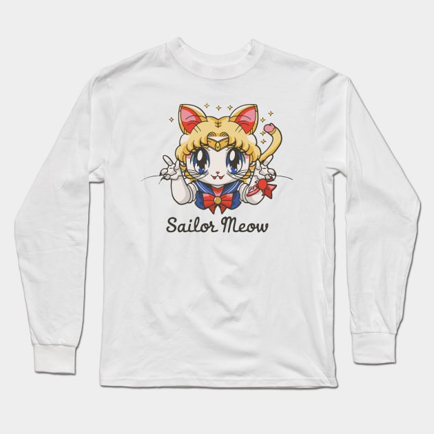 Sailor meow chibi Long Sleeve T-Shirt by intrusodesigns